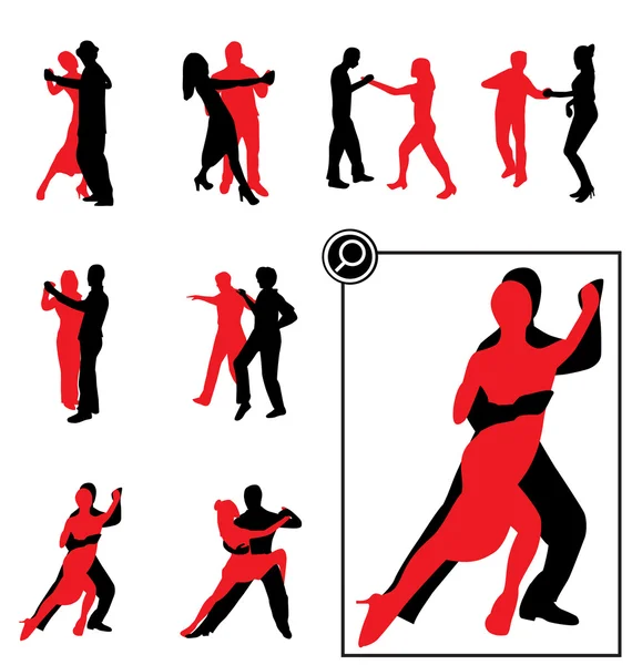 Dancing silhouettes — Stock Vector