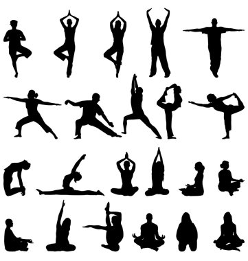 Meditating people silhouettes clipart