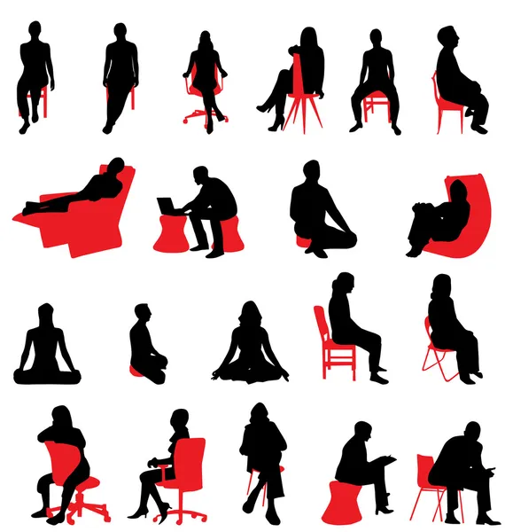 Silhouettes sitting — Stock Vector