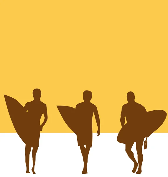 Grupo de surfistas — Vector de stock