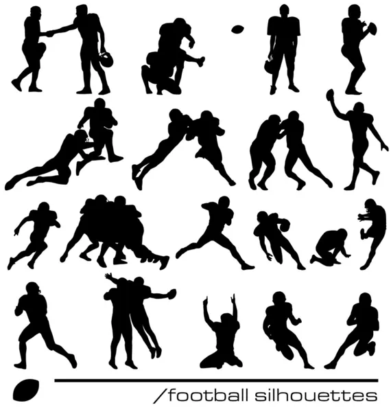 Siluetas de fútbol americano — Vector de stock