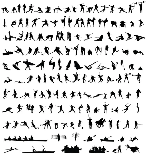 Hundratals sport silhouetes Stockillustration