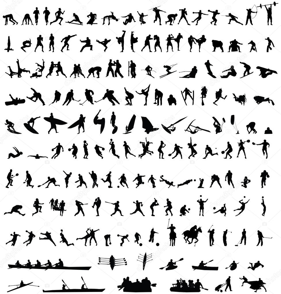 Hundreds of sport silhouetes