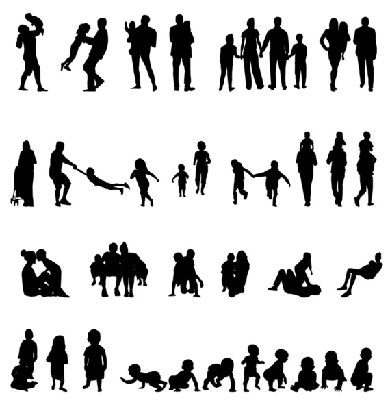 Family silhouettes — Stock Vector