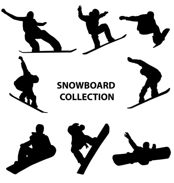 Snowboard siluetleri — Stok Vektör