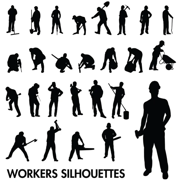 Silhouette dei lavoratori — Vettoriale Stock
