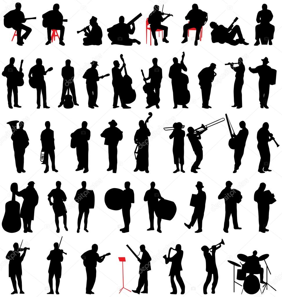 Musican silhouettes set