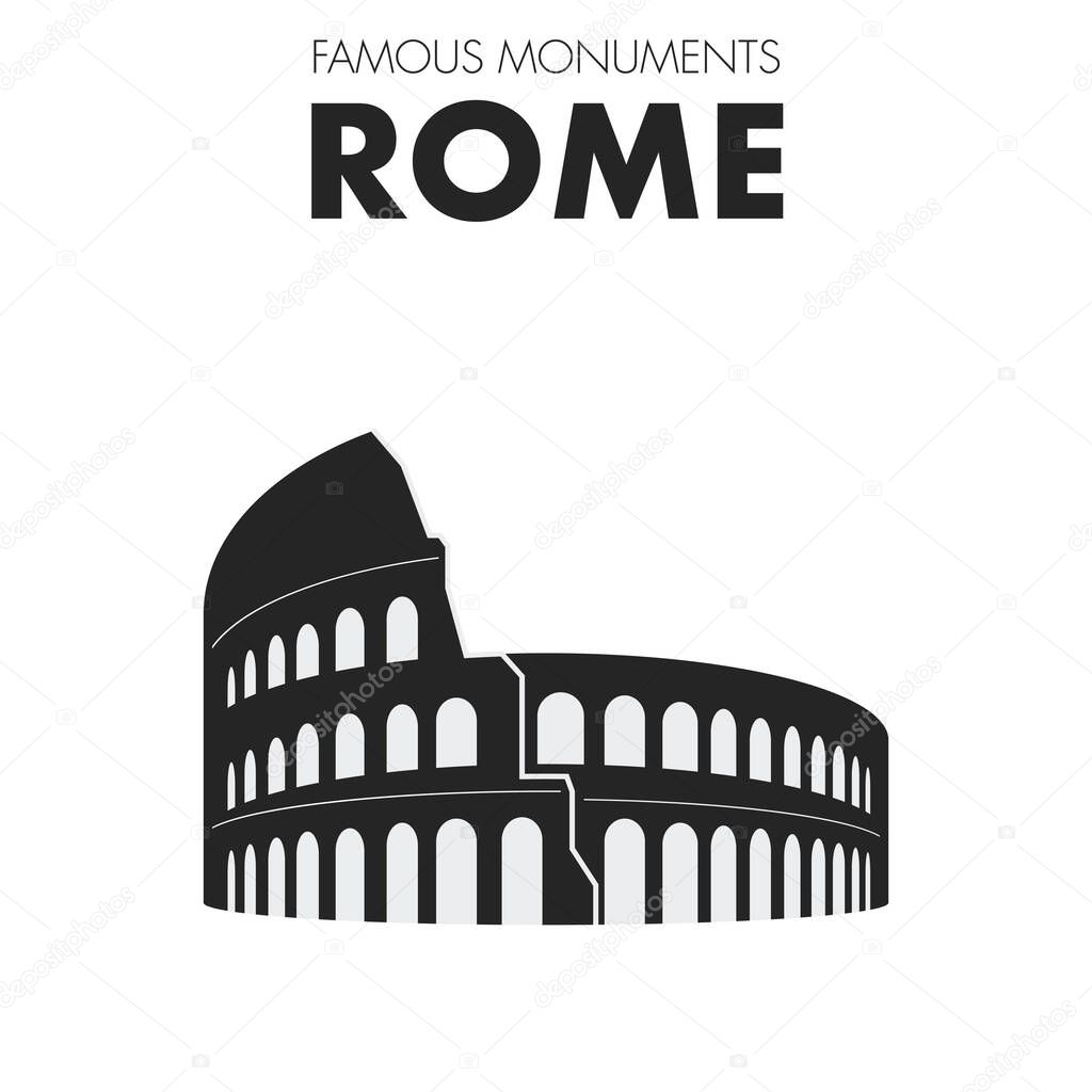 abstract black and white illustration of colosseum in rome