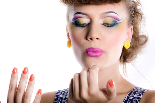 Nice girl with make-up and manicure Royalty Free Stock Photos