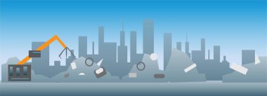 Junk Yard Oyun Arkaplan Vektörü İllüstrasyonu