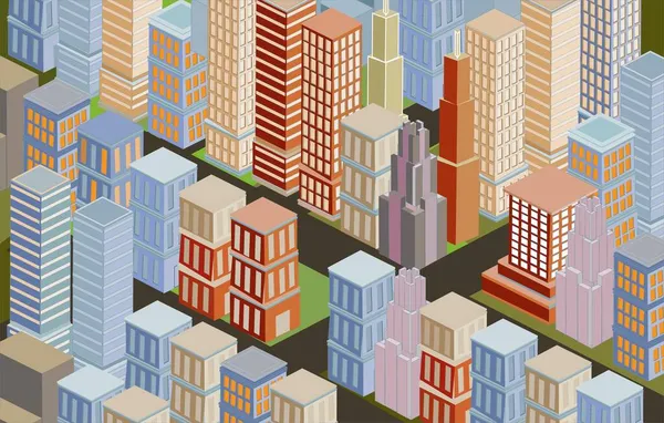 Illustration Vectorielle Isometric City View — Image vectorielle