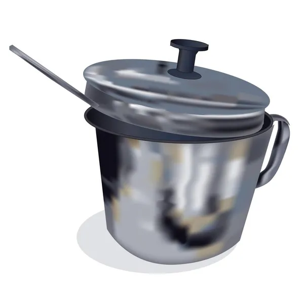 Photo Realistic Metal Drinking Mug Cap Vector Illustration — Stock Vector