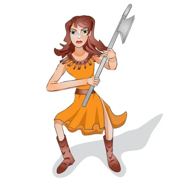 Weibliche Kriegerin Heldin Vektor Illustration — Stockvektor