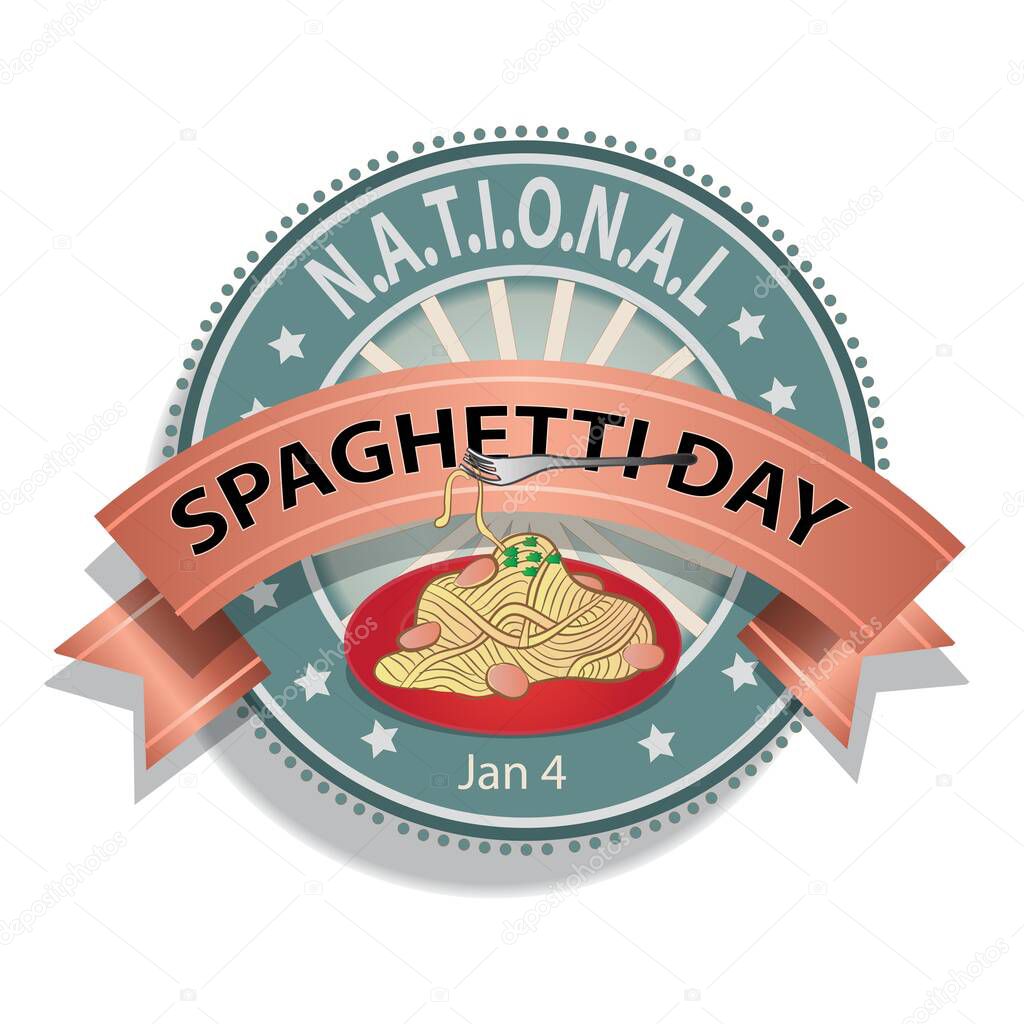 National Spaghetti Day Sign and Badge Vector Illustration