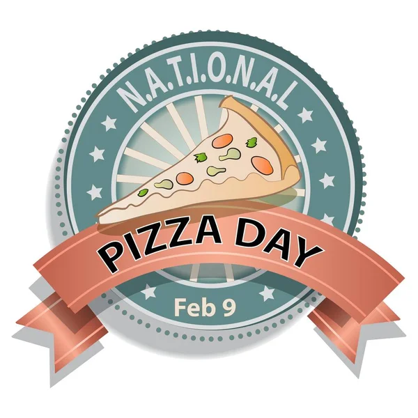 National Pizza Day Sign Badge Vector Illustration — Stockový vektor