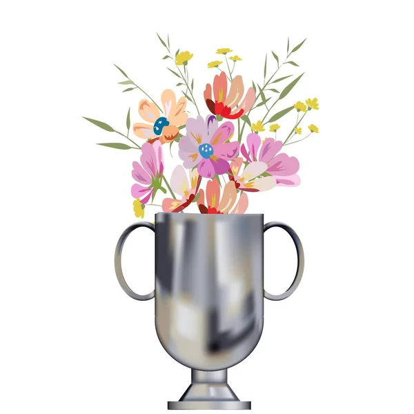 Aranjament Frumos Flori Într Ilustrație Vază Vectorială — Vector de stoc