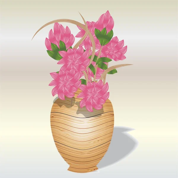 Arranjo Bonito Flor Uma Ilustração Vetor Vaso — Vetor de Stock