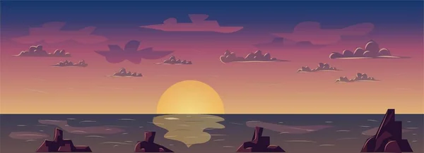 Sonnenuntergang Strand Spiel Hintergrund Vektor Illustration — Stockvektor