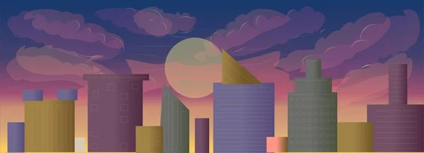 Sunset City Panorama Fond Jeu Illustration Vectorielle — Image vectorielle