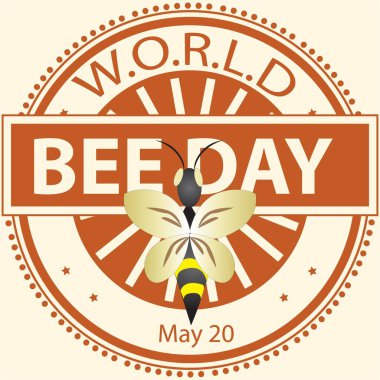 Dünya Arı Günü İşareti ve Rozet Vektörü İllüstrasyonu