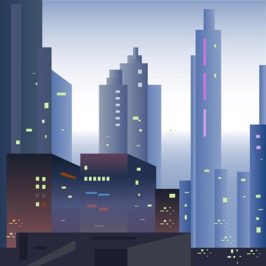 Modern and Futuristic City View Vector Illustration
