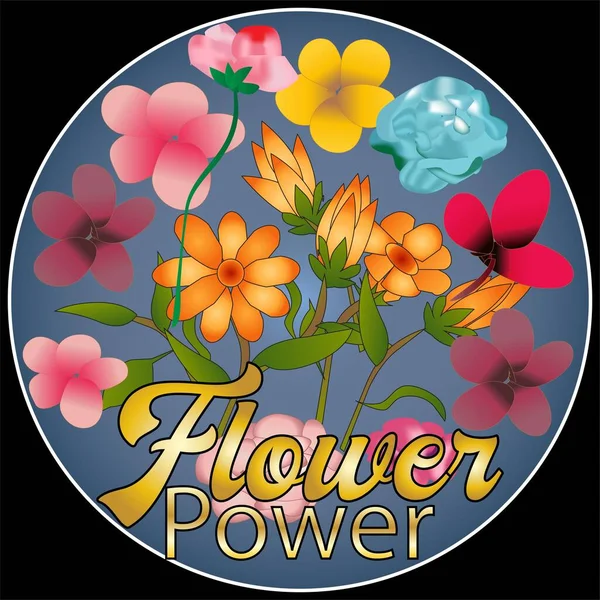 Illustration Vectorielle Signe Insigne Puissance Fleur — Image vectorielle