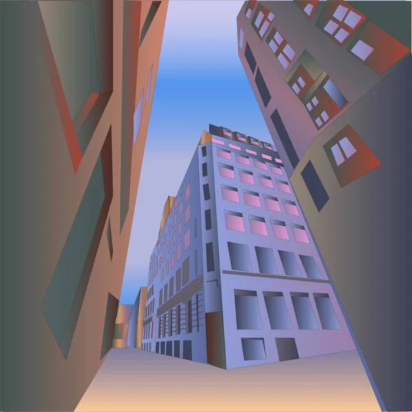 Modern Futuristic City View Vector Illustration — Image vectorielle