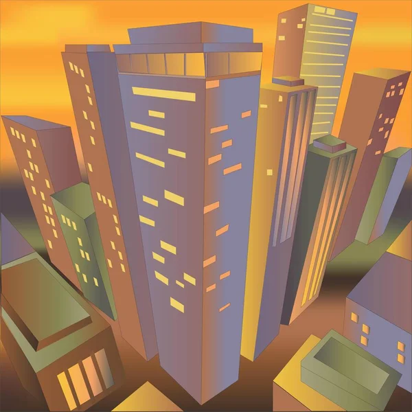 Modern Futuristic City View Vector Illustration — Image vectorielle