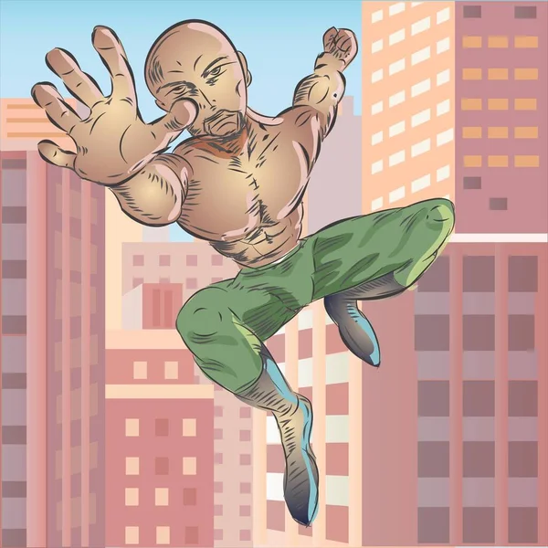 Súper Héroe Personaje Cómico Vector Ilustración — Vector de stock