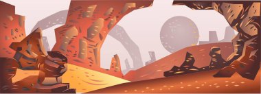 Alien Planet Game Background and Vector Illustration