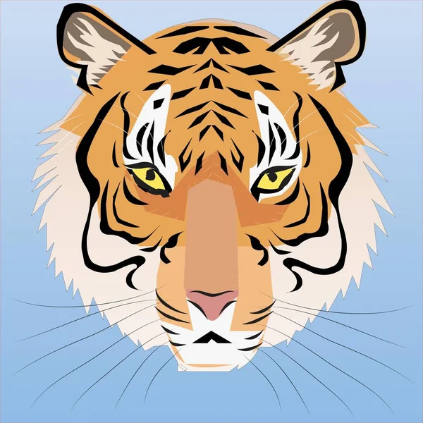 Flat Tiger Head Sign Vector Illustration — Vector de stock