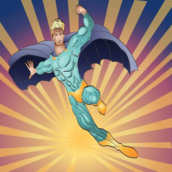 Male Superhero Cartoon Character Vector Illustration — ストックベクタ