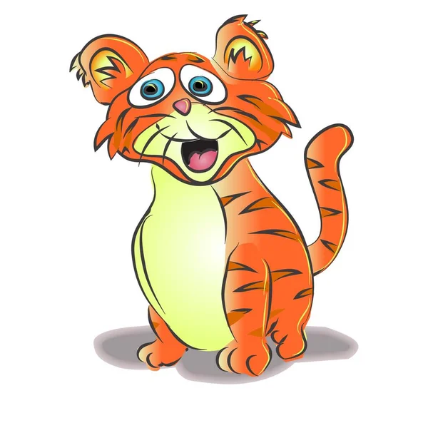 Cute Tiger Cartoon Comic Character Vector Illustration — Stock Vector
