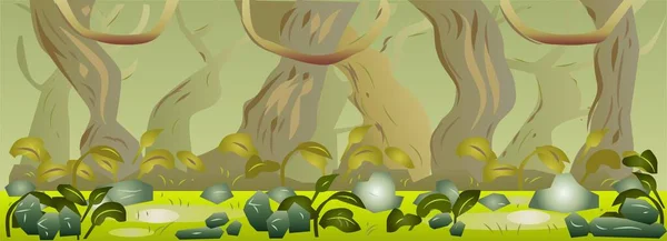 Επίπεδη Δάσος Παιχνίδι Φόντο Διανυσματική Απεικόνιση — Διανυσματικό Αρχείο