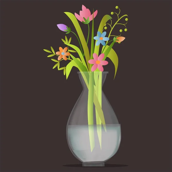 Beau Vase Fleurs Illustration Vectorielle — Image vectorielle