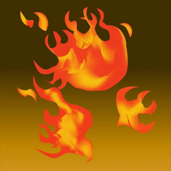 Realistické Požární Plamenové Vektorové Ilustrace — Stockový vektor