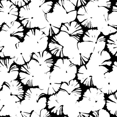 Kumaş baskısı için kusursuz, soyut çiçek dokusu deseni. Siyah beyaz yaz tasarımı kadın elbisesi basmak için uygun. Gece elbisesi kumaşı için sonsuz desen.