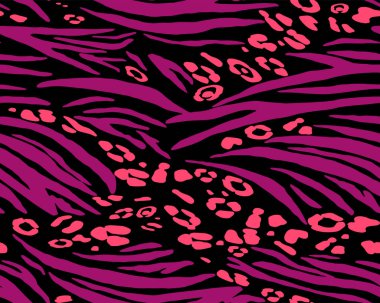 Tam dikişsiz kaplan ve zebra şeritli hayvan derisi deseni. Kaplan renkli tekstil kumaş baskı için tasarlanmış. Moda kullanımı için uygun.