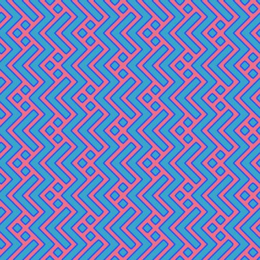 Tam Kusursuz Dikey Zigzag Doku Yazdırma Şablonu. Tekstil, Ev Dekorasyonu ve Yapısı İçin Mavi Kırmızı Vektör Tasarımı.