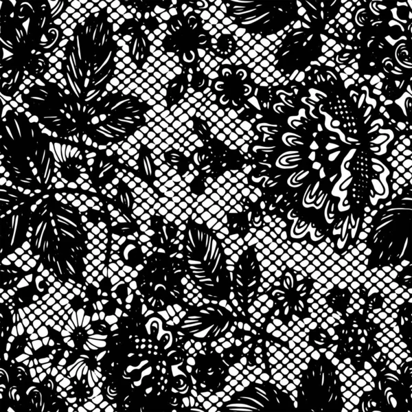 Plné Bezešvé Polotón Květinový Vzor Černobílé Ilustrace Vzor Květového Listu — Stockový vektor