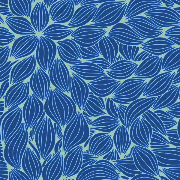 Full Seamless Floral Pattern Texture Blue Illustration Halftone Flower Leaf — Stock Vector