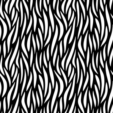 Zebra ve kaplan çizgileri için kusursuz duvar kâğıdı. Hayvan derisi desenli. Tekstil kumaş baskısı için siyah beyaz tasarım. Moda ve ev tasarımı uyuyor..