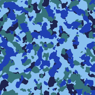 Askeri tekstil için tam kusursuz kamuflaj dokusu deri modeli vektörü. Ceket Pantolonu, Gömlek ve Şort için kullanılabilir. Mavi yeşil ordu kamuflaj tasarımı. Kumaş ve duvar kağıdı avlamak için.. 