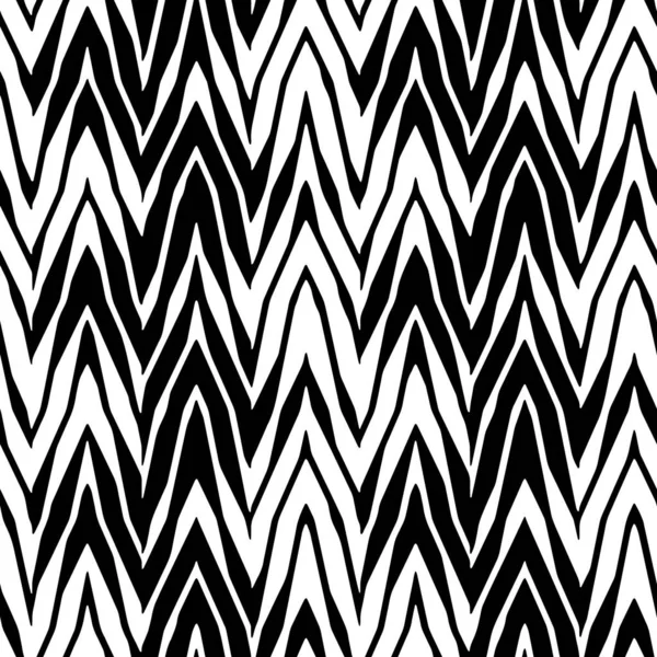 Volledige Naadloze Verticale Zigzag Stof Afdrukpatroon Zwart Wit Vector Textiel — Stockvector