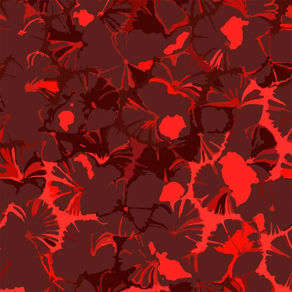 Полная Абстрактная Цветочная Текстура Текстурной Печати Бургундский Красный Летний Дизайн — стоковый вектор