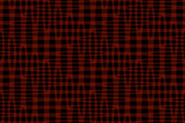 Kusursuz Soyut Desen. Monokrom Vektör. Siyah ve Kırmızı Deneme Kumaş Parmak izi. Tekstil ve Ev Dekorasyonu için Tasarım. 