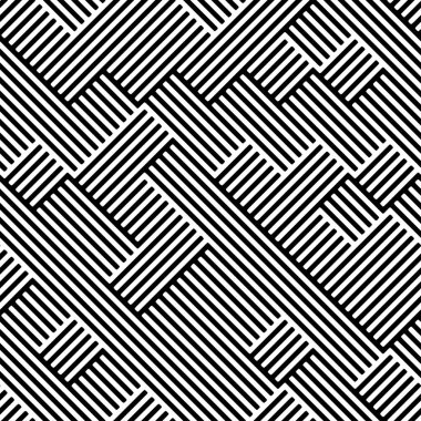 Tam Kusursuz Geometrik Zigzag Kumaş Parmak İzi. Siyah ve Beyaz Vektör. Tekstil ve Ev Dekorasyonu.