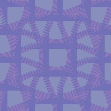 Dekorasyon için tam kare kare desen vektörü. Tekstil kumaş baskısı ve duvar kağıdı için sonsuz siyah ve mor çizim. Moda ve ev tasarımı için Grunge modeli.