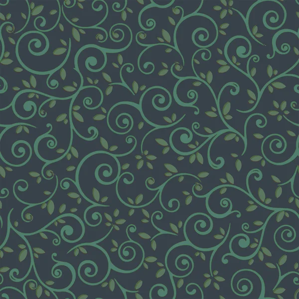 Ilustración Completa Patrón Floral Sin Costuras Verde Negro Diseño Hoja — Archivo Imágenes Vectoriales