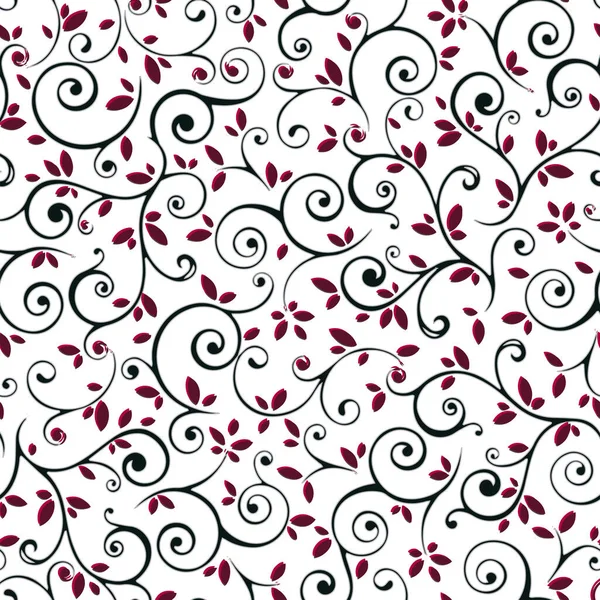 Patrón Floral Sin Costuras Completo Rojo Blanco Negro Ilustración Diseño — Archivo Imágenes Vectoriales